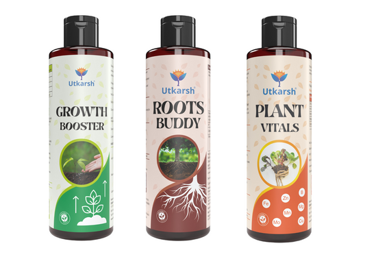 Plant Growth and Nutrition KitUtkarsh Plant Growth & Nutrition Kit - Promotes Healthy Roots & Robust Growth, Immunity Booster, Organic Liquid Fertilizer & Micronutrients for Home Garden, Indoor & Outdoor Plants