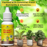 Plant Boost - Liquid Bio Fertilizer, Organic Growth Booster for Faster, Healthier Home Garden Plants, Ideal for Vegetables, Flowers, Herbs & Promotes Healthy Roots (Pack of 3 of 50 ml)