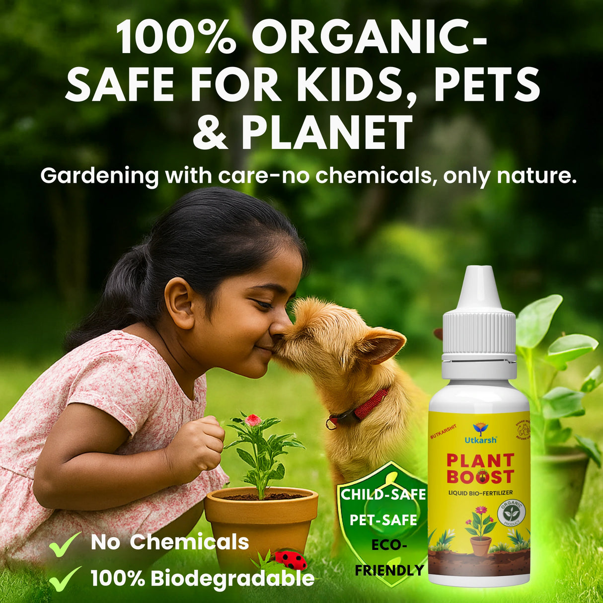Plant Boost - Liquid Bio Fertilizer, Organic Growth Booster for Faster, Healthier Home Garden Plants, Ideal for Vegetables, Flowers, Herbs & Promotes Healthy Roots (Pack of 3 of 50 ml)