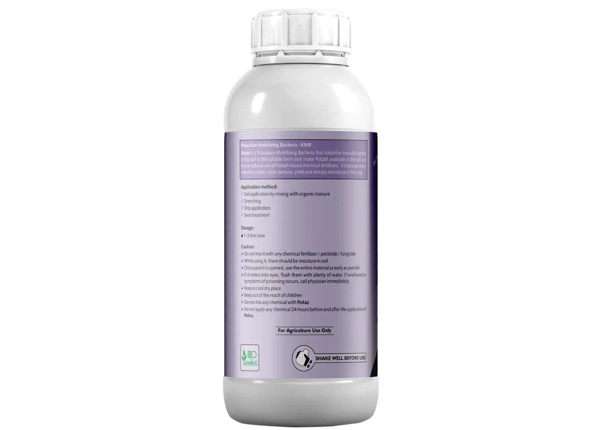 Potassium Solubilizing Bacteria - KSB, Liquid Bio Fertilizer for Plants Growth, Enhances Water Retention and Size, Colour, Quality & Yield of Fruits, Crops | Potaz - Utkarsh Agrochem Pvt ltd. 