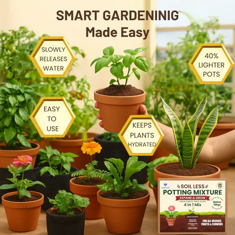 10Kg Soil Less 4 in 1 Potting Mixture - Cocopeat, Exfoliated Vermiculite, Neem Khad, Organic Plant Food | Pot Mix for Home Gardening or Terrace Garden - Utkarsh Agrochem Pvt ltd. 