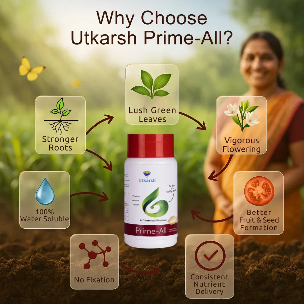 Prime All - Amino Acid Chelated Mix - Nitrogen, Phosphorus, Potassium (100 % Water Soluble Chemical for Foliar Spray) - Utkarsh Agrochem Pvt ltd. 