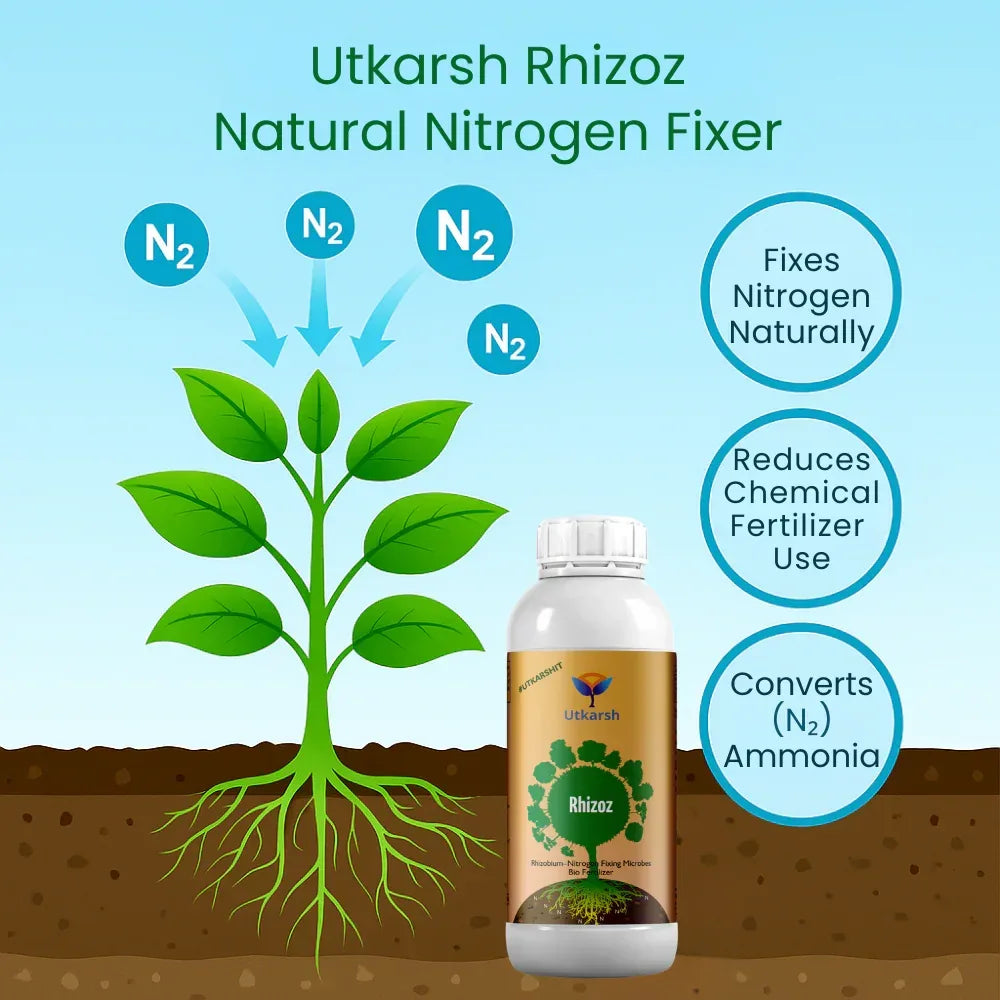 Rhizobium Nitrogen Fixing Bacteria, Liquid Bio Fertilizer for Plants Growth, Increases Organic Matter in Soil | Rhizoz - 20 Litre - Utkarsh Agrochem Pvt ltd. 