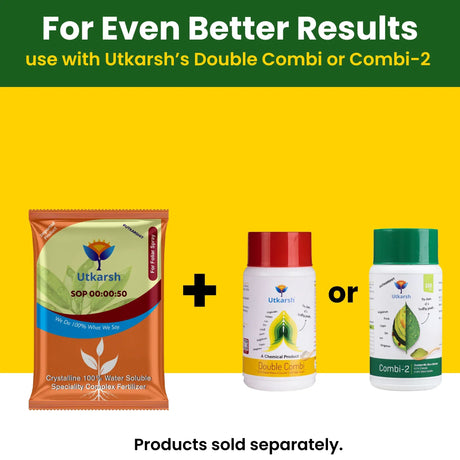 SOP 00 00 50 - Potassium Sulphate for Plants Growth, 100% Water Soluble Powder, Foliar Spray Nutrition | NPK Fertilizers for Home Garden & Crops - 25 Kg Bag - Utkarsh Agrochem Pvt ltd. 