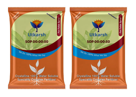SOP 00 00 50 - Potassium Sulphate for Plants Growth, 100% Water Soluble Powder, Foliar Spray Nutrition | NPK Fertilizers for Home Garden & Crops - Utkarsh Agrochem Pvt ltd. 