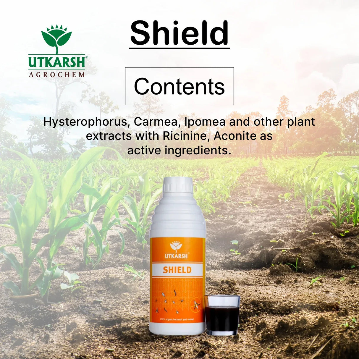Shield | 100% Organic Botanical Pest Control, Natural Plant Protector | Compatible with all kinds of Chemical Fertilizer, Bio Pesticide and Bio Fungicide - Utkarsh Agrochem Pvt ltd. 