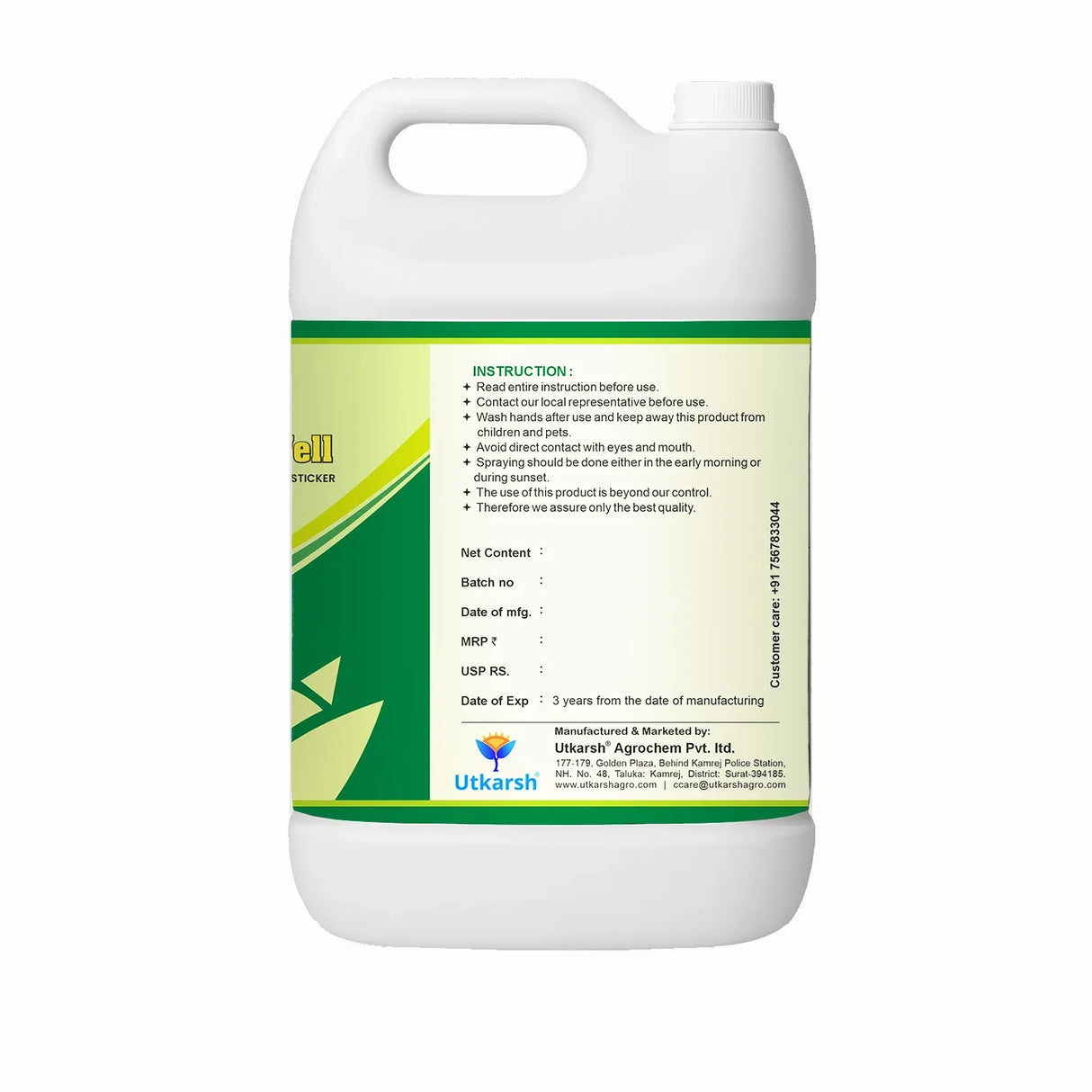 Spread-Well | Normal Spreader, Sticker, Activator for Plants, Non-Ionic Plant Input, Organic Spreader for Seeds and Fertilizers, 20 Liter - Utkarsh Agrochem Pvt ltd. 