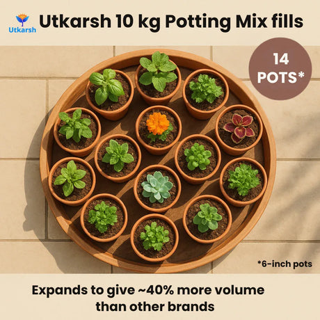 10Kg Soil Less 4 in 1 Potting Mixture - Cocopeat, Exfoliated Vermiculite, Neem Khad, Organic Plant Food | Pot Mix for Home Gardening or Terrace Garden - Utkarsh Agrochem Pvt ltd. 