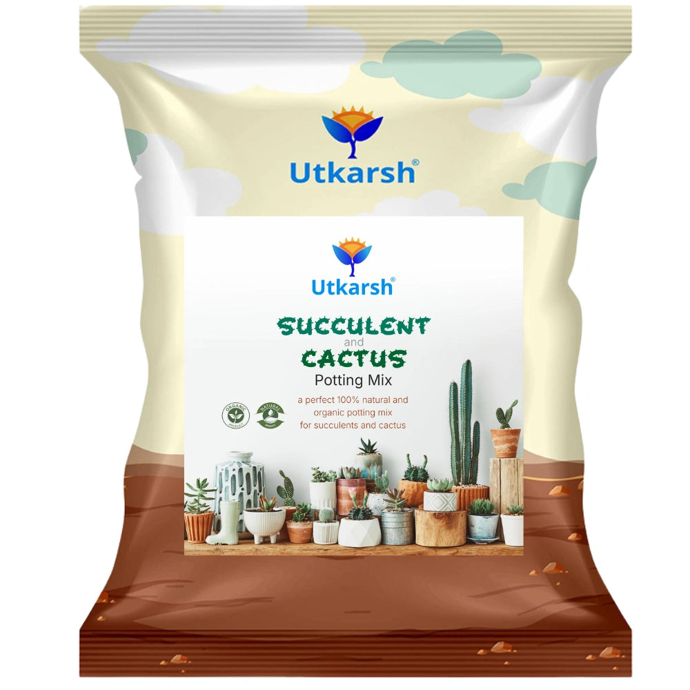 Organic Succulent & Cactus Potting Mix | 100% Natural Soil Blend with Trichoderma, Perlite & Neem Cake | Promotes Strong Roots & Excellent Drainage for Succulents, Cacti & Indoor Plants
