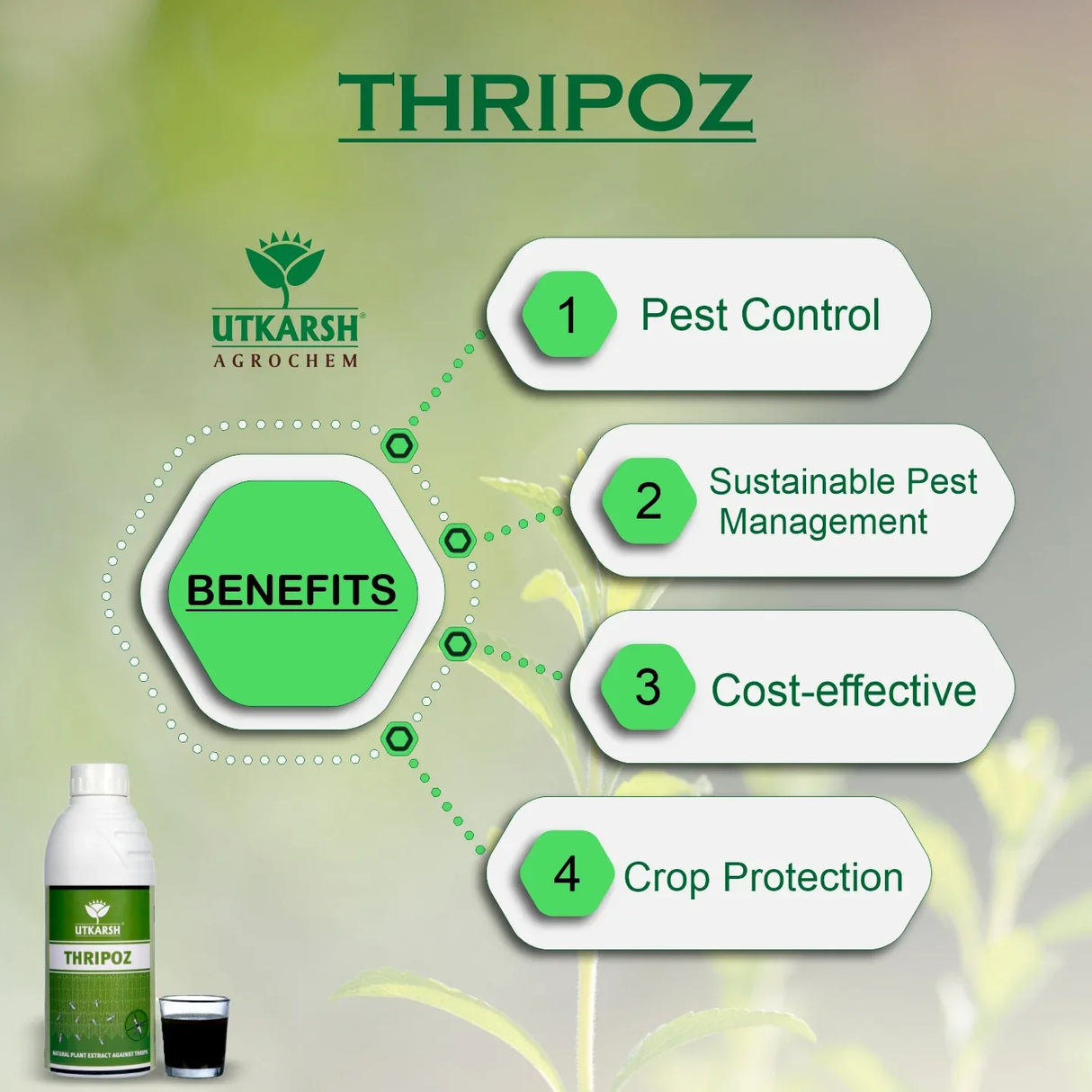 Thripoz | Natural Plants Extract Against Thrips | Natural Plant Protector for Sucking Pests- Aphids and White Fly - Utkarsh Agrochem Pvt ltd. 