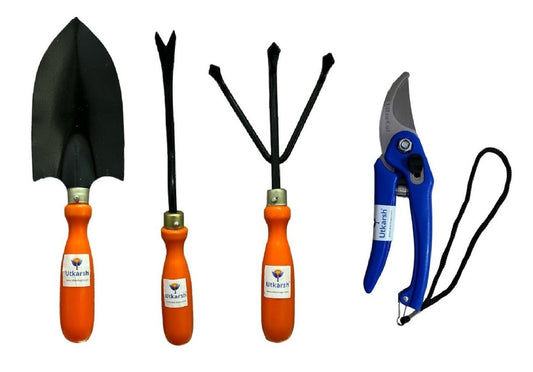 Utkarsh Home Gardening Tools Kit- Big Trowel, i Weeder, Cultivator, Garden Pruner Cutters| Garden Hand Tools for Home Gardening, Plant Cutter for Home Garden |Set of 4 Tools