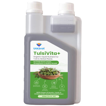 TulsiVita+ - Organic Liquid Potting Mixture for Tulsi Plants, 250 ml | Plant Growth Nutrients & Natural Fertilizer with Humic, Fulvic & Amino Acids & Seaweed for Healthy Growth & Flowering