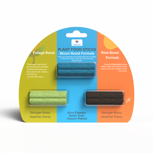 Plant Food Sticks Combo - Root, Foliage & Bloom-  Pack of 15 Sticks (5 each) | Natural & Organic Nutrition for All Indoor & Outdoor Home Garden Plants | Multi-Purpose Plant Growth Booster