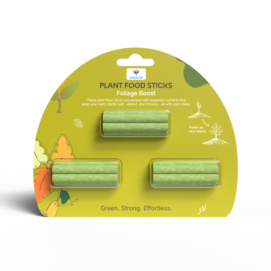 Plant Food Foliage Sticks for Green Leaves - Pack of 15 Sticks | Natural & Organic Nutrition for All Indoor & Outdoor Home Garden Plants | Multi-Purpose Natural Plant Growth Booster
