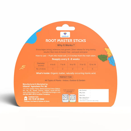 Plant Food Root Sticks for Healthy Roots - Pack of 15 Sticks | Natural & Organic Nutrition for All Indoor & Outdoor Home Garden Plants | Multi-Purpose Natural Plant Growth Booster - Utkarsh Agrochem Pvt ltd. 