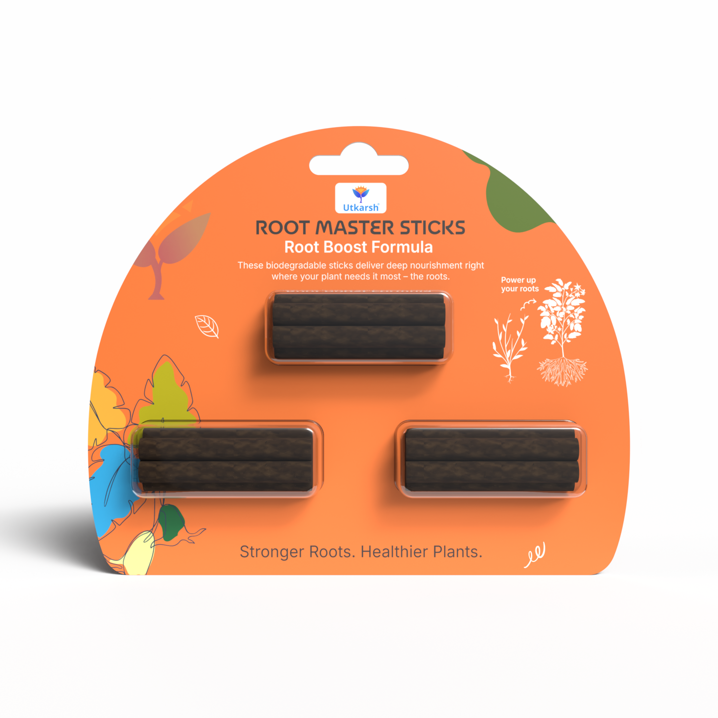 Plant Food Root Sticks for Healthy Roots - Pack of 15 Sticks | Natural & Organic Nutrition for All Indoor & Outdoor Home Garden Plants | Multi-Purpose Natural Plant Growth Booster