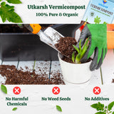 Vermicompost, 100% Natural Organic Fertilizer Manure for Plants, Nutrient Rich Compost for Home Garden, Ideal for All Gardening Use, Improves Plant Health, Water Retention & Soil Quality