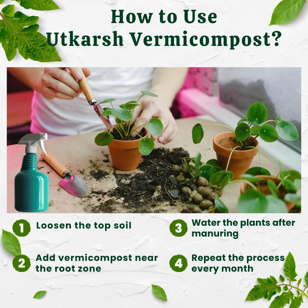 Vermicompost, 100% Natural Organic Fertilizer Manure for Plants, Nutrient Rich Compost for Home Garden, Ideal for All Gardening Use, Improves Plant Health, Water Retention & Soil Quality