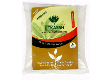 Utkarsh Calcium Nitrate (Ca(NO3)2, 100% Water Soluble Fertilizer) (Foliar Spray Irrigation), 25 Kg Pack