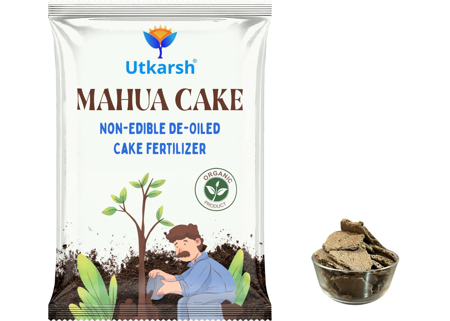 Mahua Oil Cake Fertilizer for Plants | Organic Compost Powder for Home Garden, Manure for Flowers, Vegetables & Lawn - Utkarsh Agrochem Pvt ltd. 
