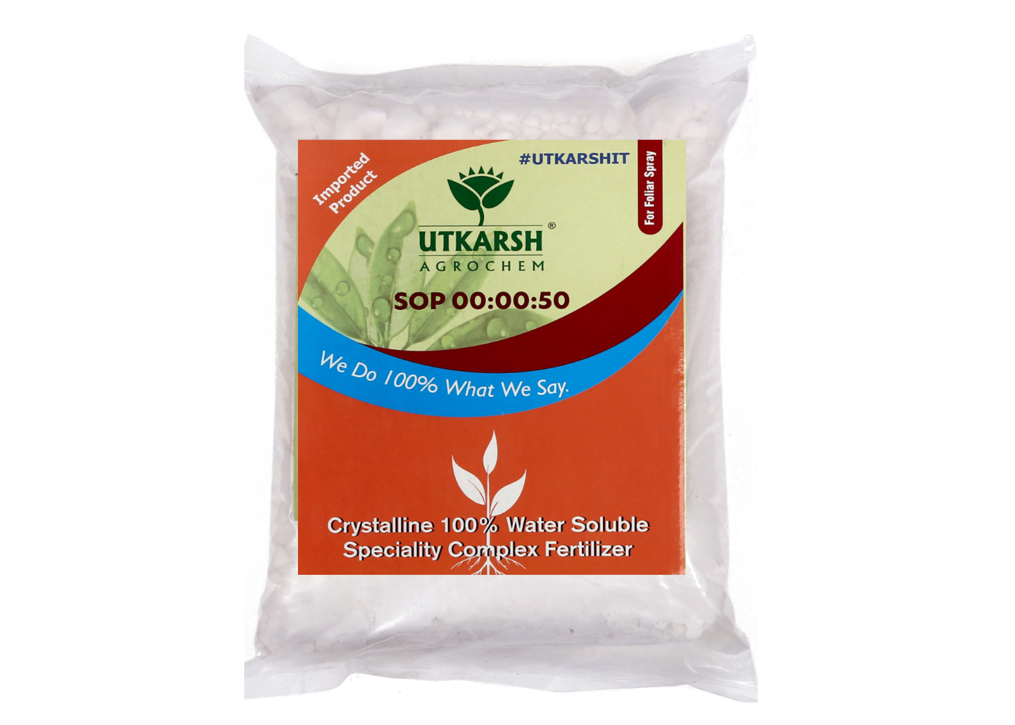 Utkarsh SOP (00:00:50 + 17.5 S) (Potassium Sulphate) (K2SO4 Specialty Powder Fully 100% Water Soluble Fertilizer) (Foliar Spray Nutrition), 25 Kg Pack