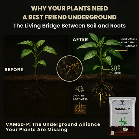 Mycorrhiza with 100 IP/gm, Bio Fertilizers for Healthy Plants, Vigorous Stem Girth, Enhances Nutrient Absorption, Water Uptake & Soil Aeration | VAMoz-P - Utkarsh Agrochem Pvt ltd. 