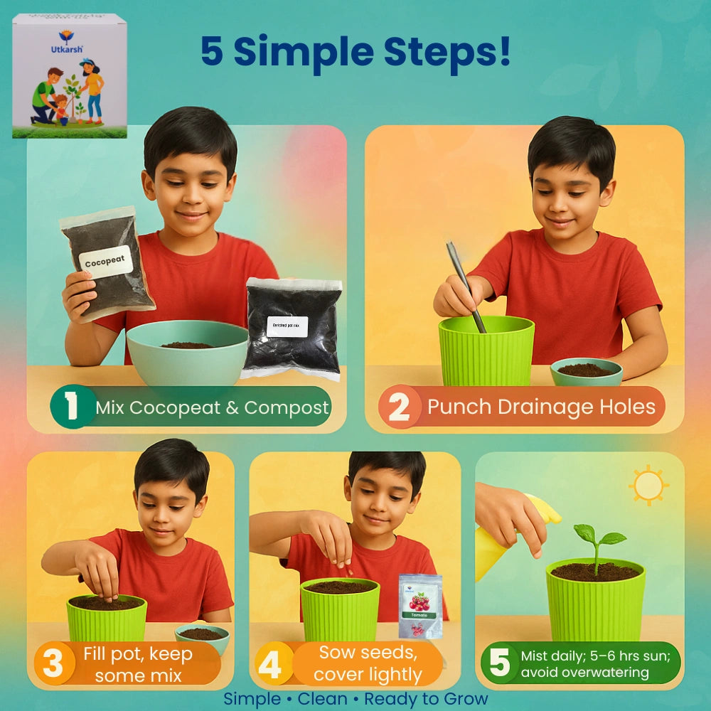 Seed Starter DIY Grow Kit for Gifting | Best Eco-Friendly Return Gift Ideas for Kids & Beginners | Easy to Grow it Yourself Gardening Set for Home & Kitchen Garden | Pack of 1