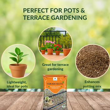 Vermiculite for Home Terrace Garden, Horticulture & Hydroponics 100% Natural, Organic Potting Soil Mix Additive & Nutrient Absorption | Size: 1 - 6 mm