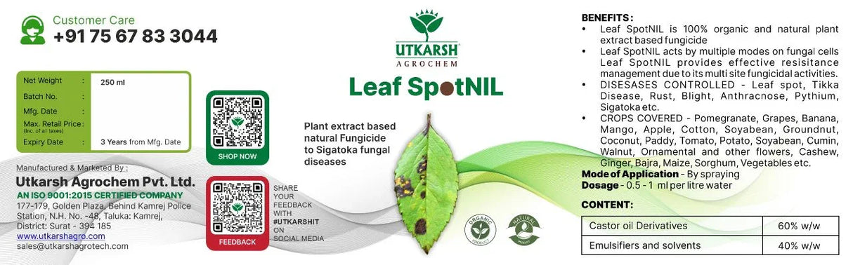 LeafspotNIL - Plant Extract-Based Natural Fungicide - Utkarsh Agrochem Pvt ltd. 