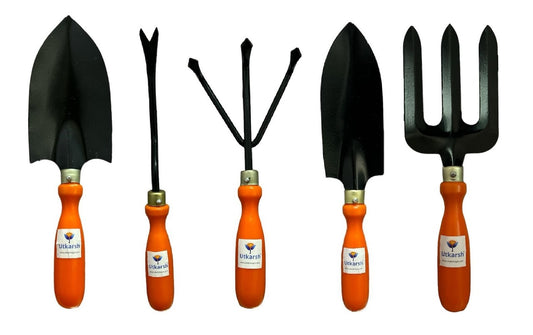 Big & Small Hand Trowels, Weeder, Cultivator & Fork- Combo of 5