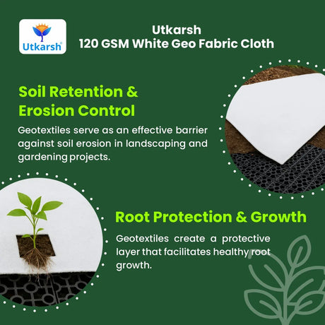 120 GSM Geo Textile White Cloth / Geotextile Non-Woven Fabric Cloth for Sub-Surface Drain / Terrace Garden - Utkarsh Agrochem Pvt ltd. 