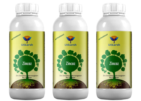 Zinc Solubilizing Microbes, Liquid Bio Fertilizer for Plants Growth, Increases Leaf Size & Promotes Healthy Green Foliage of Plants & Internode Length | Zincoz - Utkarsh Agrochem Pvt ltd. 