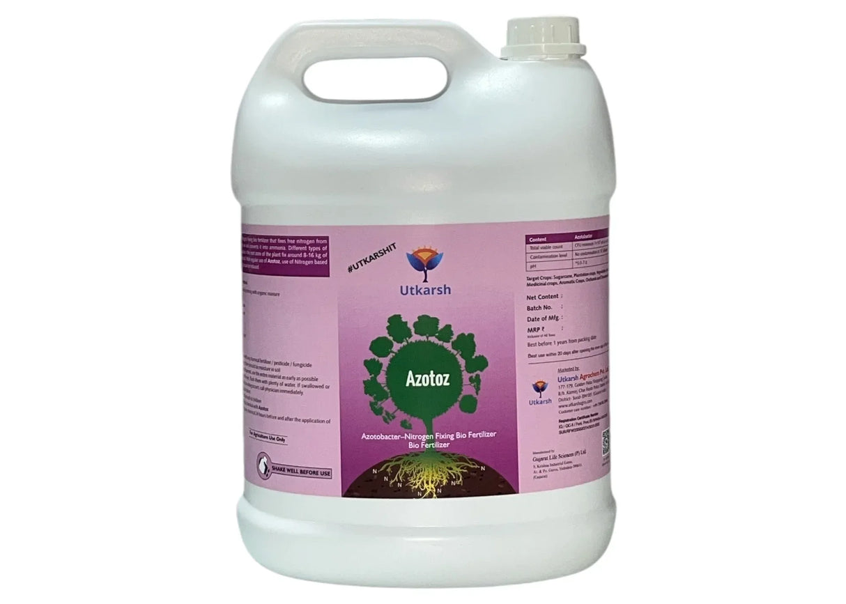 Azotobacter - Nitrogen Fixing Microbes, Liquid Bio Fertilizer for Plants Growth, Increases Soil Structure & Fertility, Yields & Nutrient uptake | Azotoz - 20 Litre - Utkarsh Agrochem Pvt ltd. 