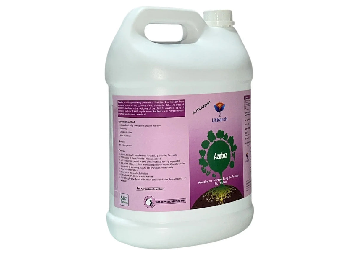 Azotobacter - Nitrogen Fixing Microbes, Liquid Bio Fertilizer for Plants Growth, Increases Soil Structure & Fertility, Yields & Nutrient uptake | Azotoz - 20 Litre - Utkarsh Agrochem Pvt ltd. 