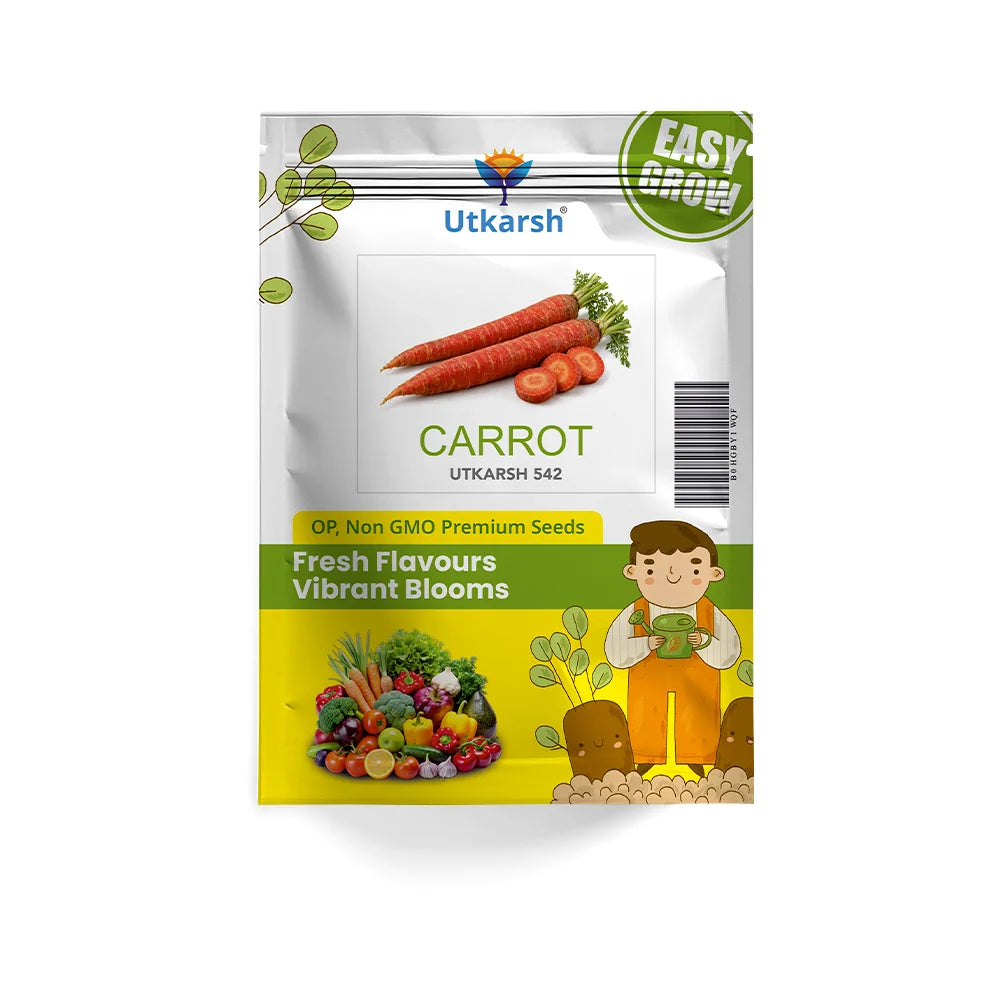 Improved Carrot Nantes Vegetable Seeds – Red (Gajar) | 2 g Pack | Easy to Grow for Home, Kitchen & Terrace Gardens