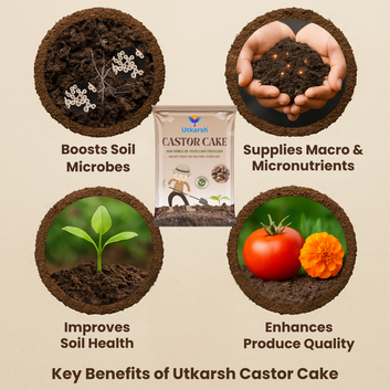 Castor Oil Cake Fertilizer for Plants | Organic Castor Khali Compost Powder for Home Garden, Manure for Flowers, Vegetables & Lawn