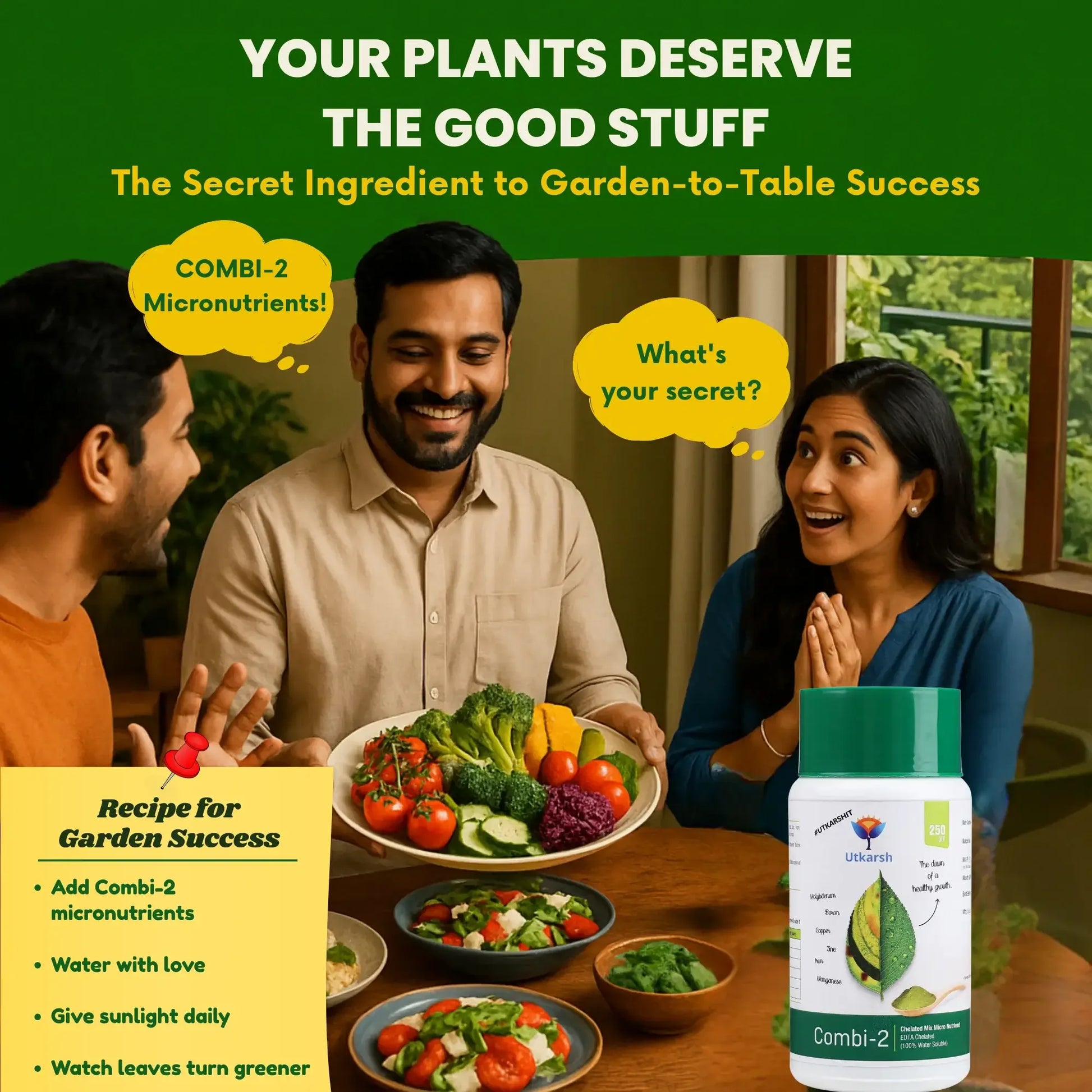 Combi - 2 (EDTA Chelated Fertilizers, Mix Micronutrient) Prevents Mix Crop Deficiencies, Keeps Plants/Home Garden Healthy, Improves Crop Yield & Quality - Utkarsh Agrochem Pvt ltd. 