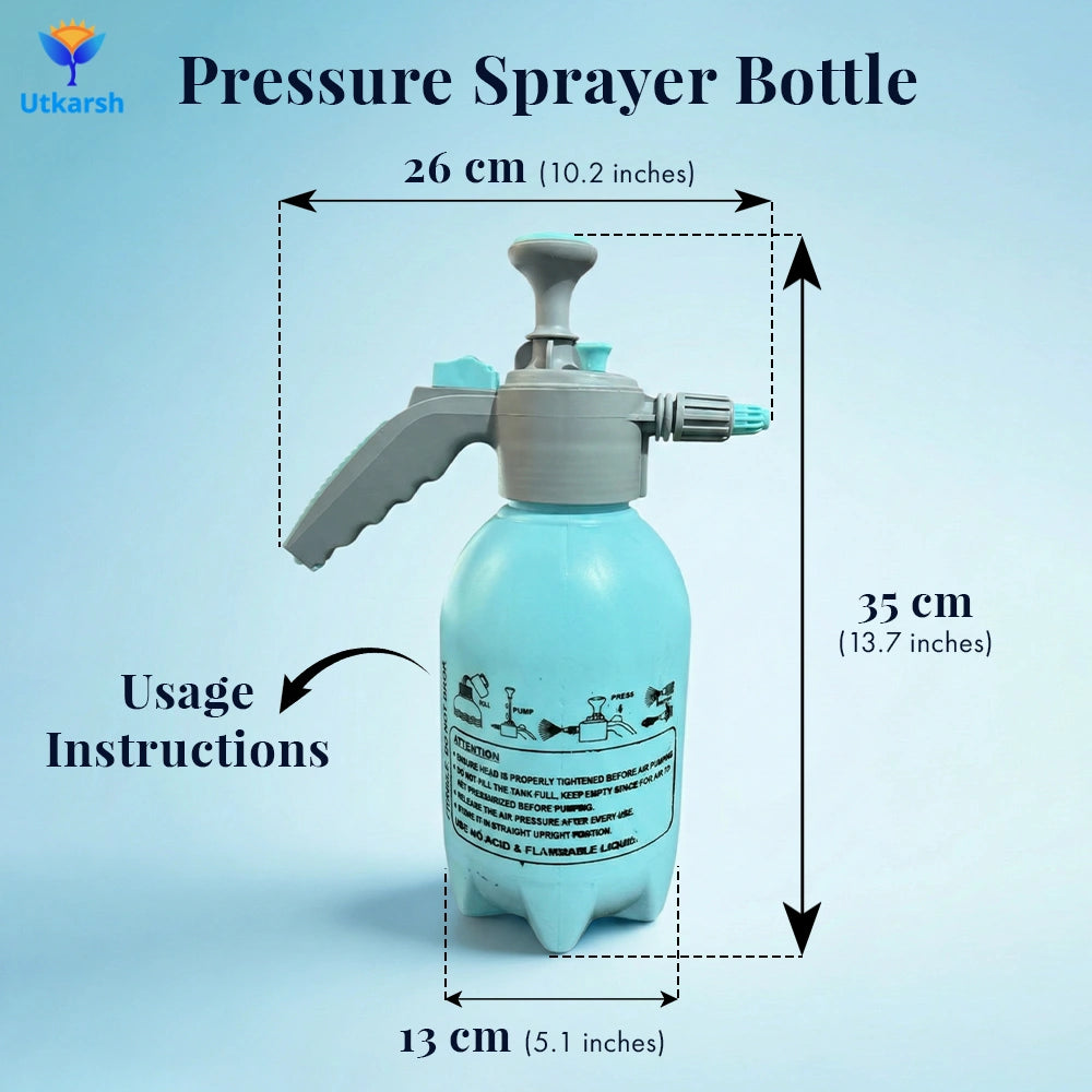 Premium Pressure Sprayer 2 Litre (Aqua Blue) | Pressure Spray Bottle for Plants | Gardening Water Pump Sprayer | Plant Spray Bottle for Garden | Spray Bottles for Gardening, Pack of 1