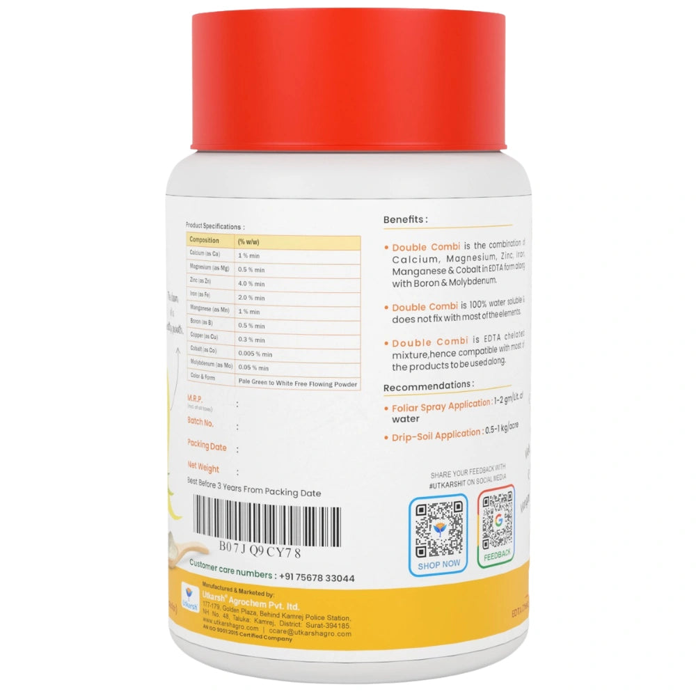 Double Combi - EDTA Chelated Mix - Calcium, Magnesium, Iron, Zinc, Boron, Copper, Cobalt, Manganese, Molybdenum (100 % Water Soluble Chemical for Foliar Spray)