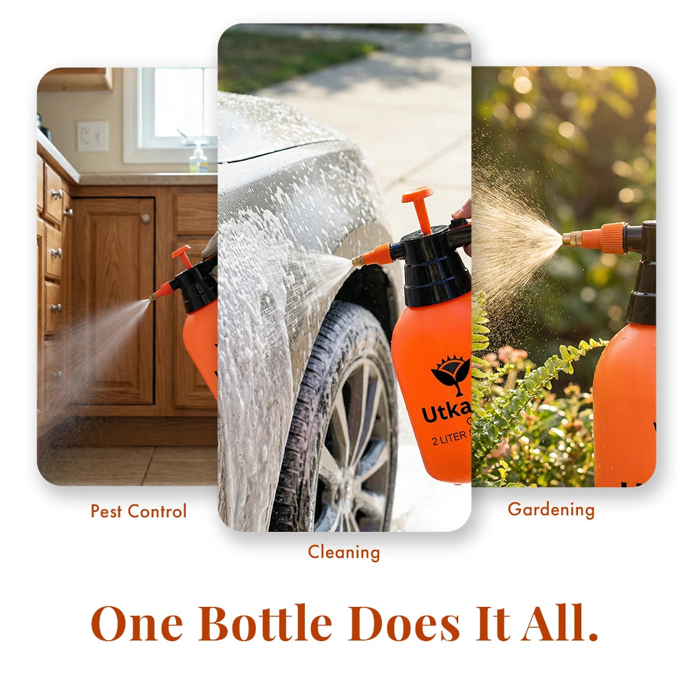 Spray Pump for Plants 2 L - Orange | Garden Sprayer with Adjustable Brass Nozzle | Plastic Water Spray Bottle for Gardening, Car & Bike Wash | Leak-Proof, Easy-Fill Water Sprayer, Pack of 1