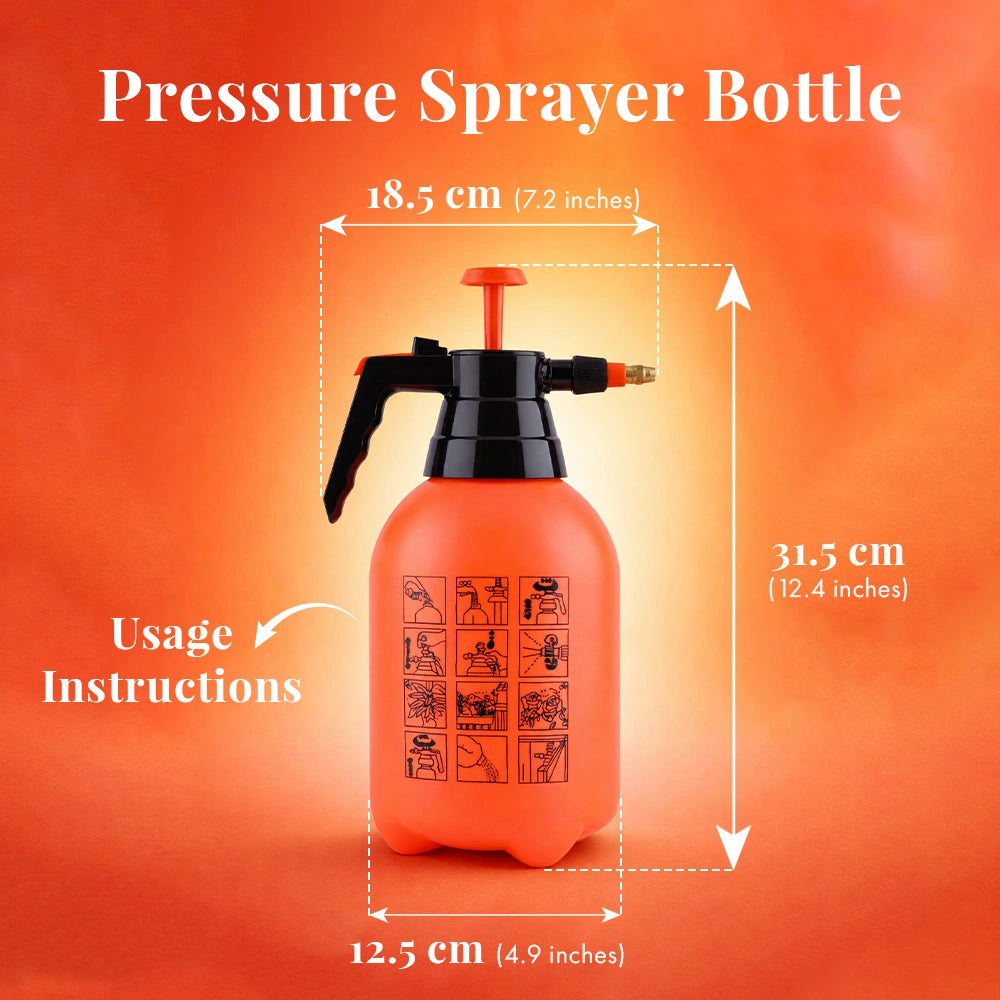 Spray Pump for Plants 2 L - Orange | Garden Sprayer with Adjustable Brass Nozzle | Plastic Water Spray Bottle for Gardening, Car & Bike Wash | Leak-Proof, Easy-Fill Water Sprayer, Pack of 1