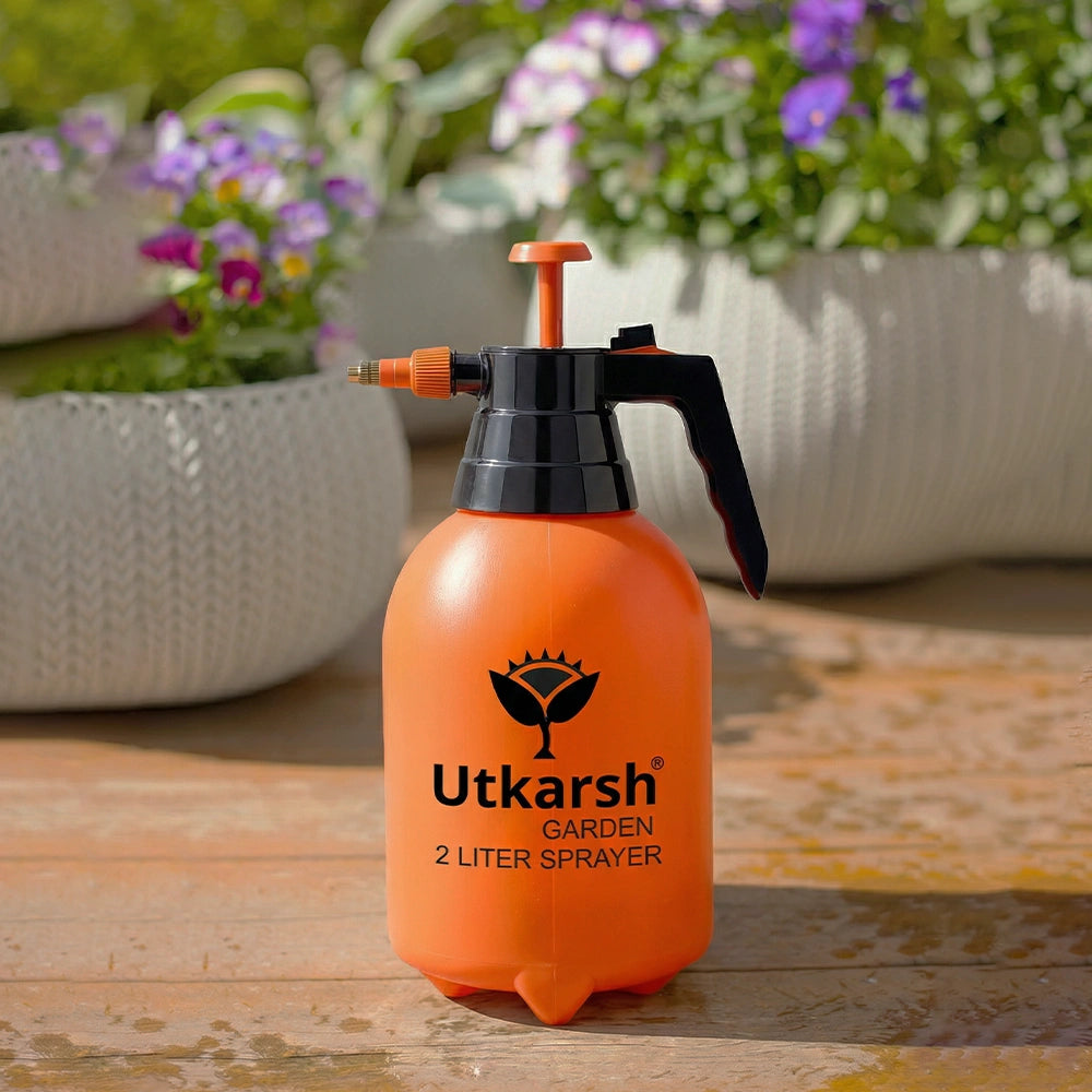 Spray Pump for Plants 2 L - Orange | Garden Sprayer with Adjustable Brass Nozzle | Plastic Water Spray Bottle for Gardening, Car & Bike Wash | Leak-Proof, Easy-Fill Water Sprayer, Pack of 1
