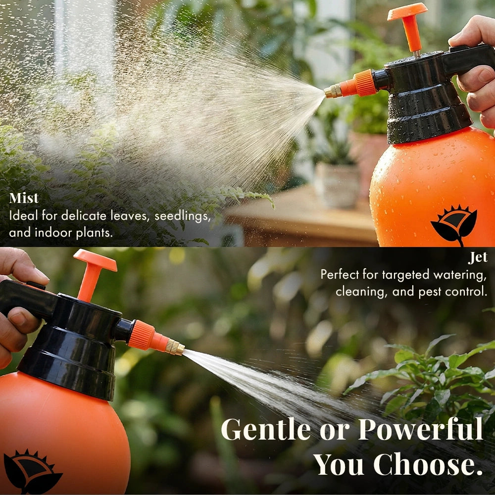 Spray Pump for Plants 2 L - Orange | Garden Sprayer with Adjustable Brass Nozzle | Plastic Water Spray Bottle for Gardening, Car & Bike Wash | Leak-Proof, Easy-Fill Water Sprayer, Pack of 1