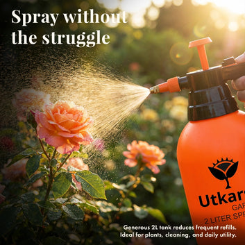 Spray Pump for Plants 2 L - Orange | Garden Sprayer with Adjustable Brass Nozzle | Plastic Water Spray Bottle for Gardening, Car & Bike Wash | Leak-Proof, Easy-Fill Water Sprayer, Pack of 1