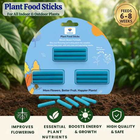 Plant Food Bloom Sticks for Flowers - Pack of 15 Sticks | Natural & Organic Nutrition for Indoor & Outdoor Home Garden Flowering Plants | Multi-Purpose Natural Plant Growth Booster - Utkarsh Agrochem Pvt ltd. 