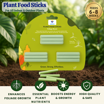 Plant Food Foliage Sticks for Green Leaves - Pack of 15 Sticks | Natural & Organic Nutrition for All Indoor & Outdoor Home Garden Plants | Multi-Purpose Natural Plant Growth Booster