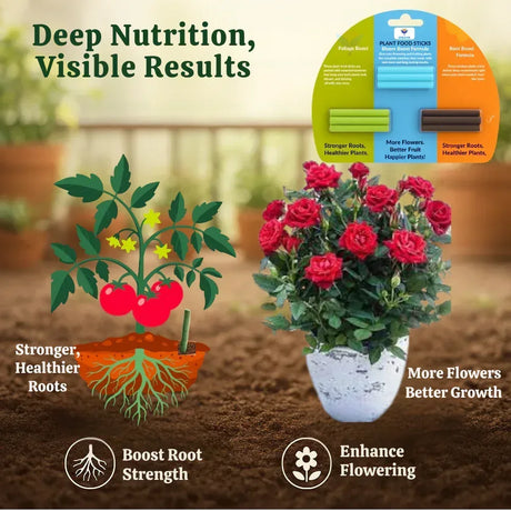 Plant Food Sticks Combo - Root, Foliage & Bloom- Pack of 15 Sticks (5 each) | Natural & Organic Nutrition for All Indoor & Outdoor Home Garden Plants | Multi-Purpose Plant Growth Booster - Utkarsh Agrochem Pvt ltd. 