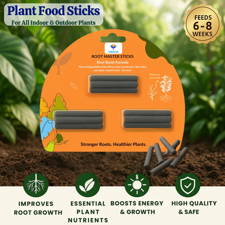 Plant Food Root Sticks for Healthy Roots - Pack of 15 Sticks | Natural & Organic Nutrition for All Indoor & Outdoor Home Garden Plants | Multi-Purpose Natural Plant Growth Booster - Utkarsh Agrochem Pvt ltd. 