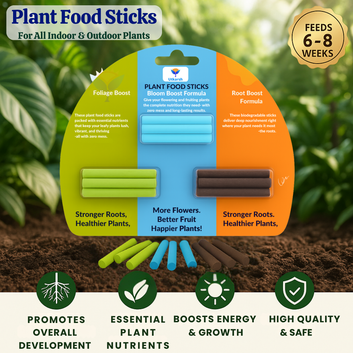 Plant Food Sticks Combo - Root, Foliage & Bloom-  Pack of 15 Sticks (5 each) | Natural & Organic Nutrition for All Indoor & Outdoor Home Garden Plants | Multi-Purpose Plant Growth Booster