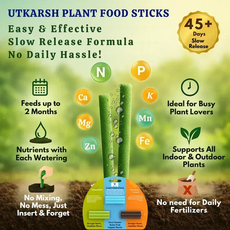 Plant Food Sticks Combo - Root, Foliage & Bloom- Pack of 15 Sticks (5 each) | Natural & Organic Nutrition for All Indoor & Outdoor Home Garden Plants | Multi-Purpose Plant Growth Booster - Utkarsh Agrochem Pvt ltd. 